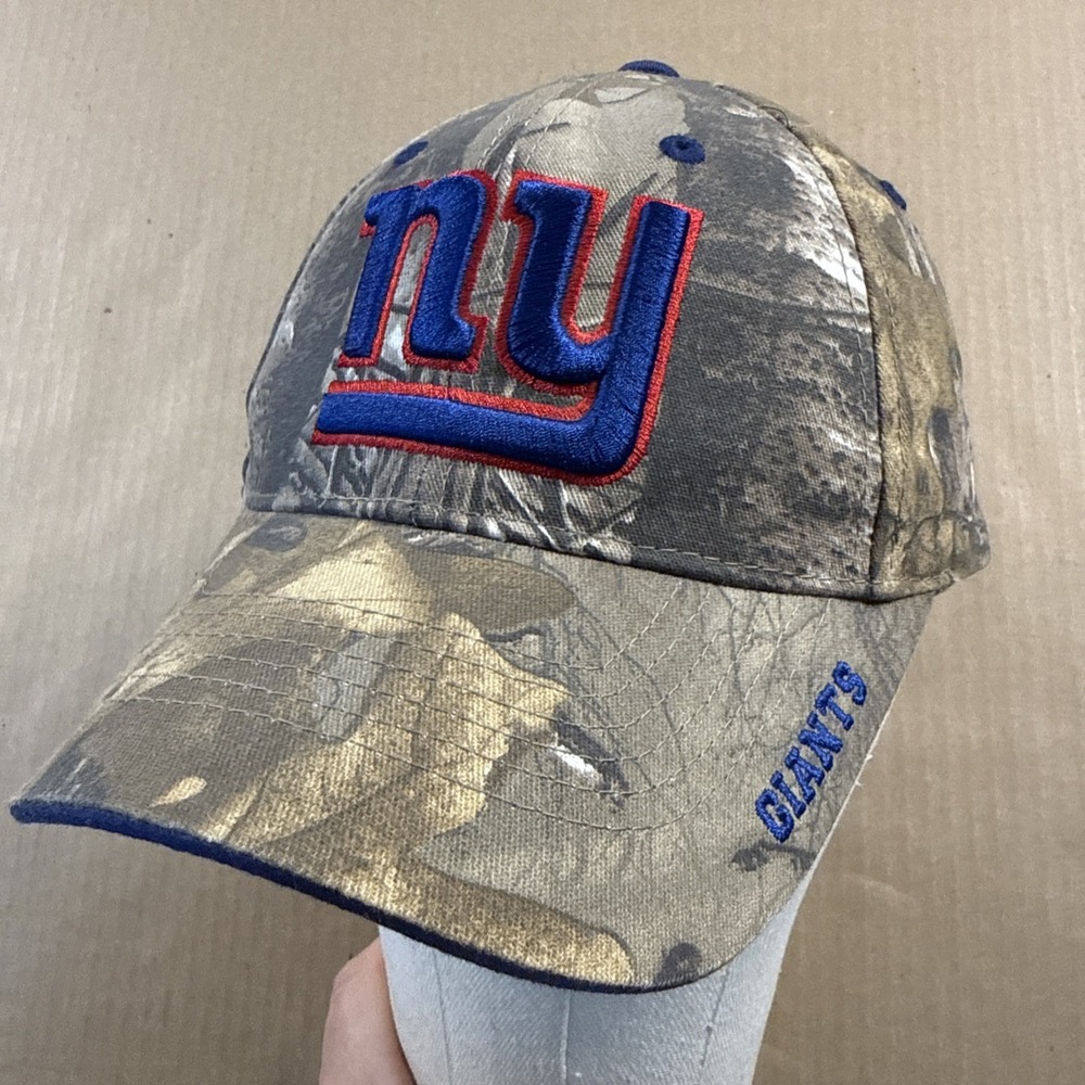 New York Giants NFL Team Apparel One Size Brown Camo Embroidered Strapback Hat